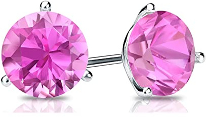 Bellitia Jewelry Pendientes/Aretes de Plata de Ley 925 Pendientes de Botón para Mujeres Chicas, Pendientes de Tuerca con Piedra de Nacimiento, Pendientes Pequeños Antialérgicos Joyas Mujer