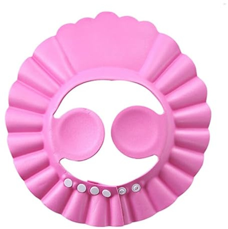 Baby Augenschutz Mütze Haar Waschen Badekappe Badehaube Kinder Duschkappe Hut (Rosa mit Gehörschutz)