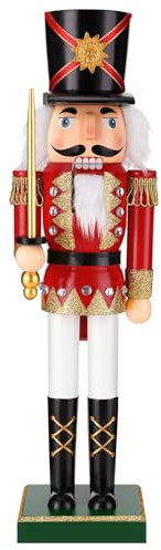 zerotop 38CM Traditional Wooden Nutcracker Soldier Nutcracker Christmas Decorations Nutcracker Ornament Figure Nutcracker Xmas Large Soldier Model Nutcracker Festival Christmas Decoration Gift
