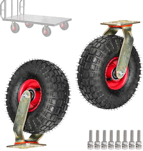 WORDFUN Lenkrolle Bockrolle Lenkrollen Mit Bremse, Pannensichere, Tragkraft 200 Kg, Kugellager, Gewinde M10, Für Tisch Schreibtisch Wagen Kinderbett Gummi Ersatz Rollen