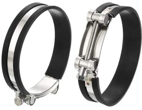 sourcing map 2Pcs T-Bolt Hose Clamp Working Range 113-121mm Rubber Cushioned Intake Intercooler Clamps Adjustable Tube Clamps for Tubes Pipes