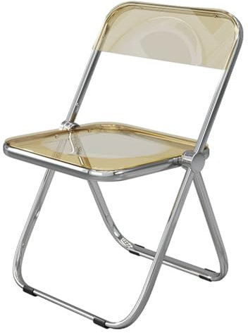 VENYAA Transparenter Klappstuhl Moderner Mid Century Acryl Stuhl Tragbarer Konferenzstuhl Schminktisch und Make-up Stuhl für Schlafzimmer(Color:GELB)