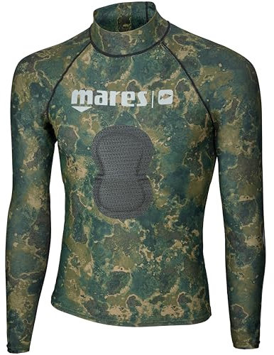 MARES CLOTHING Rashguard a maniche lunghe standard da uomo, Camo/Verde, Small