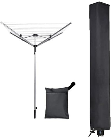 Etomvoop Wäschespinnen-Abdeckung, 600D Oxford, groß, wasserdicht, wetterfest, Sonnenschirm-Abdeckung, Trocknergestell mit Reißverschluss, passend für Garten, Schwarz (16 x 16 x 180 cm)
