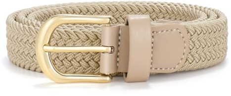 VONMELLI cintura elastica donna cintura elastica intrecciata per Uomo e Donna unisex in tessuto cintura elasticizzata regolabile per uomo e donna per jeans pantaloni Cachi M
