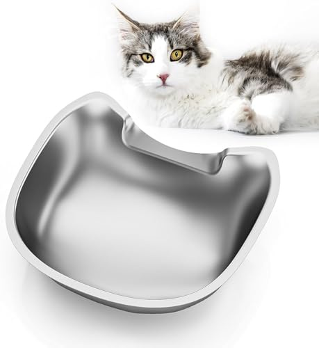 IMIPAW Katzennapf Edelstahl - Futternapf für Futterautomat für Katzen Oder Kleine Hunde, Katze Schnurrbart Müdigkeit Relief Freundliche Form und Leicht zu Reinigen
