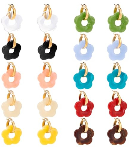 arricraft 10 paire de Breloques pour Boucles D'Oreilles Créoles en Forme de Fleur Perles avec 304 boucle D'Oreille Créole en Acier Inoxydable Doré pour Saint-Valentin Fabrication de Boucles Oreilles