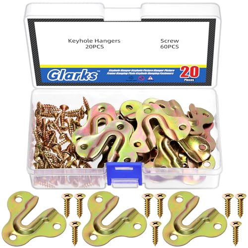 Glarks 80pcs mariposa ojo de cerradura colgador, color zinc ojo de cerradura estante colgador con tornillo, soporte de estante para montaje en pared, armario, tabla de madera