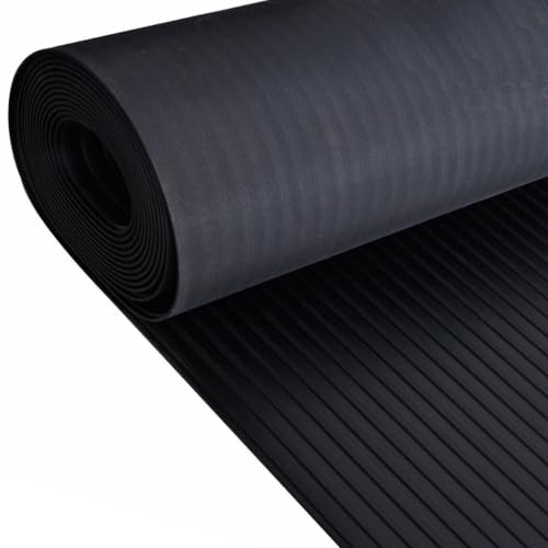 Wide Ribbed Rubber Roll Flooring Matting - 3mm Thick - 2m Wide - Up to 15m Length (2M X 4M)