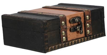 Alipis Retro Storage Box Wooden Vintage Keepsake Treasure Chest Lockable Decorative Box for Home Office Use