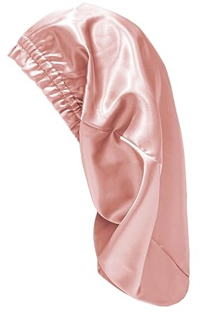 townssilk Seidenhaube zum Schlafen, 100% 22 Momme Maulbeerseide, für Damen, luxuriös, atmungsaktiv, sitzt sicher über Nacht & druckfrei, ideal für lange & lockige Haare – RoseGold 58cm