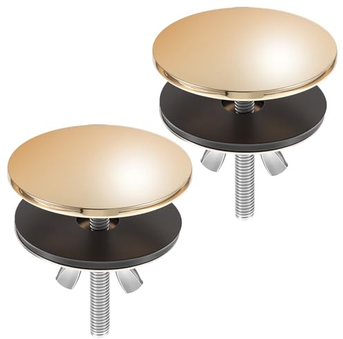 2 Pcs Kitchen Sink Hole Cover, 2 Inch Faucet Hole Cover Stainless Steel Wash Basin Kitchen Sink Tap Holes Plate Stopper Blanking Metal Plug Sealed Decoration Holes Covers for Bathroom (Brushed Gold)