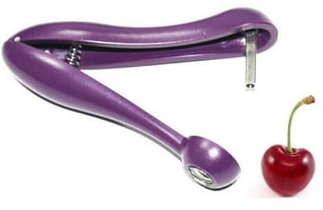 Mobestech Olive Pitter Cherry Seed Remover, Stainless Steel and Plastic Fruit Pitter with Ergonomic Grip, Quick Operation, Easy to Clean, Kitchen Tool for Cherries and Olives Random Color