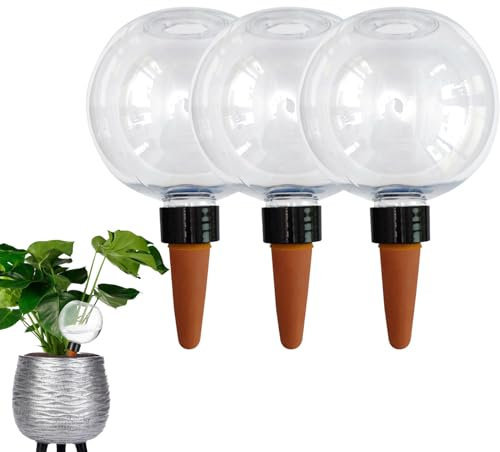 Plant Flower Watering Globes, 3pcs Automatic Watering Bulbs, 500ml Portable Watering Stakes, Selfs Watering Plant Feeders Bulbs Insert