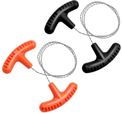 Lot de 2 scies à câble pour bois, scie métallique, fil de coupe avec poignée, fil de scie, tronçonneuse à main, chaîne de scie à main, scie à ruban mini en forme de U, équipement de survie