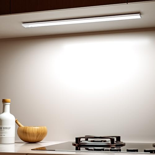 Ylatoial Luz de Armario Recargable con Sensor Movimiento, 41CM 6000K Regulable Lampara LED Adhesiva, Luz Nocturna para Cocina,Gabinete,Escalera,Sótano,Garaje-1PCS