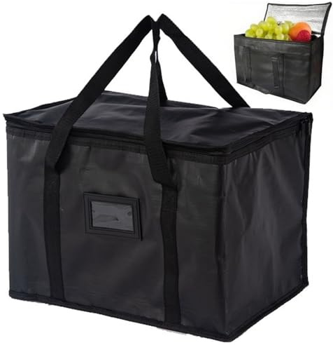 Food Delivery Bag 40L Insulated Thermal Bag Grocery Shopping Bags Picnic Bag for Hot and Cold Food Delivery Catering and Takeout Reusable(43 * 30 * 31cm Black)