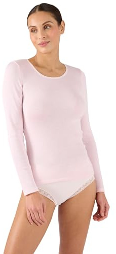 Damart - Maglietta a Coste Fini Termiche Thermolactyl Donna Rosa Taglia 38-40 (S)