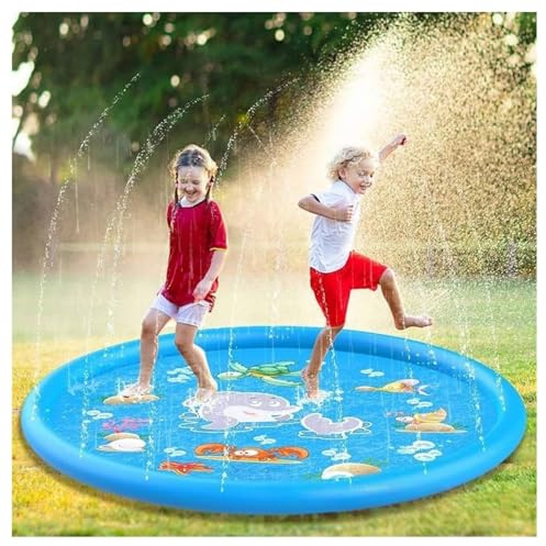 Splash Pad for Kids & Pets 170cm - Giant Dolphin Sprinkler Water Play Mat with Non-Slip Thickened PVC - Summer Outdoor Toys for Garden, Backyard, Lawn Cooling Gift for Children Toddlers Dogs (A)