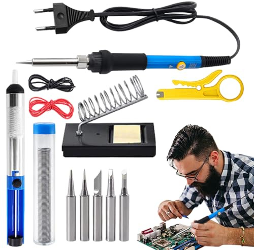 Mimoqk Stained Glass Soldering Iron | Adjustable Digital Soldering Kit 60W 230V | For Stained Glass Electronics Jewelry Guitars and Watches