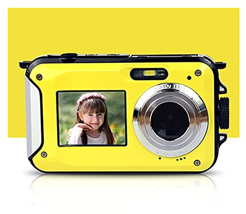 JOJIDE Video Camera, 48MP Compact Digital Cameras For Photography Waterproof 2.7K Retro Vintage Video Recorder Dual Screen Photo Camcorders 16X Zoom(No TF Card,Giallo)