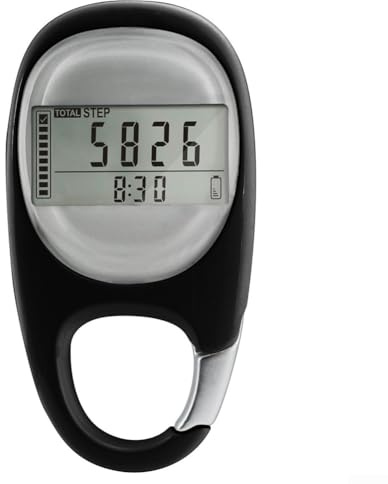 AVTrek Step Counter, Digital 3D LCD Pedometer, With Clip And Lanyard, 3D Pedometer With Time Display And LED Backlight(Black)