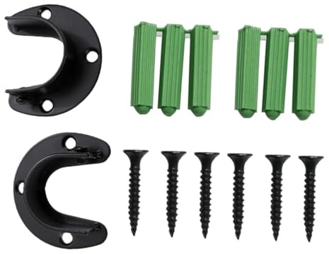 QUMIIRITY 2 pezzi Supporti per Bastone in Acciaio Staffe da Muro per Bastoni Armadio e Doccia Fissaggio Vite Robusto Design Nero