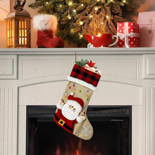KEORHEZ weihnachtsstrumpf, nikolausstrumpf personalisiert, Eine Hängende Süßigkeitentüte, Perfekt Für Ihren Kamin Oder Weihnachtsbaum – Für Unvergessliche Erinnerungen (46 X 29 cm)