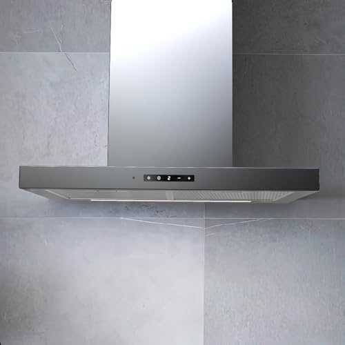 VLANO LEVEL 70 X Block Wandhaube, 70 cm, Edelstahl, 4 Leistungsstufen, LED-Beleuchtung, Touch-Bedienung, 635 m³/h, Abluft Dunstabzugshaube mit Fernbedienung, leistungsstark