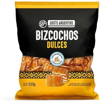 Gusto Argentino Bizcochos Dulces 200g | Snack Crujiente Argentino Auténtico | Perfecto con Mate, Café o Té | Ligero, Dulce y Crujiente, Ingredientes Naturales
