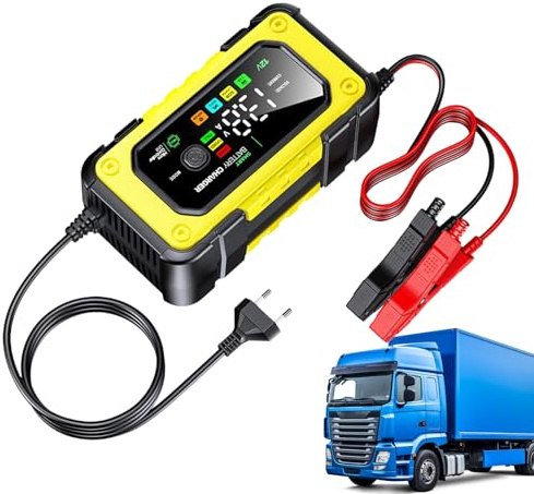 Cargador De Batería De Coche | Cargador De Batería De 12V Y 7A,Dispositivo Inflador con Pantalla LCD A Color para Vehículos Marina Camión Garaje | para Automóvil Moto Garaje Vehículo Marino