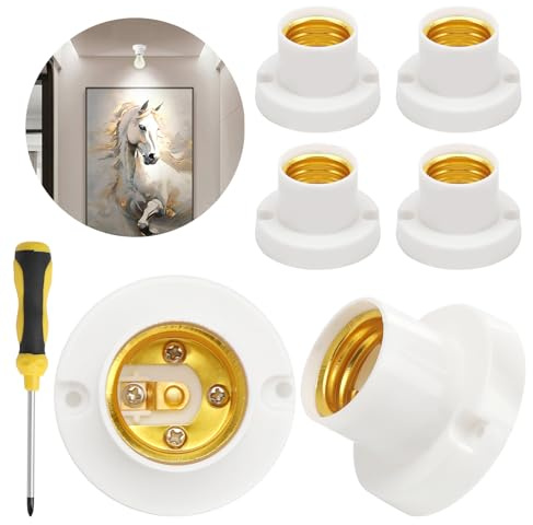 VOSSOT 4 Stück Wasserdichte Lampenfassung E27 mit Kreuzschlitzschraubendreher, E27 Lampenfassung ABS-Kunststoff Decken-Fassung fürE27 Lampen für Flure, Balkone, Keller, Garagen (Weiß)