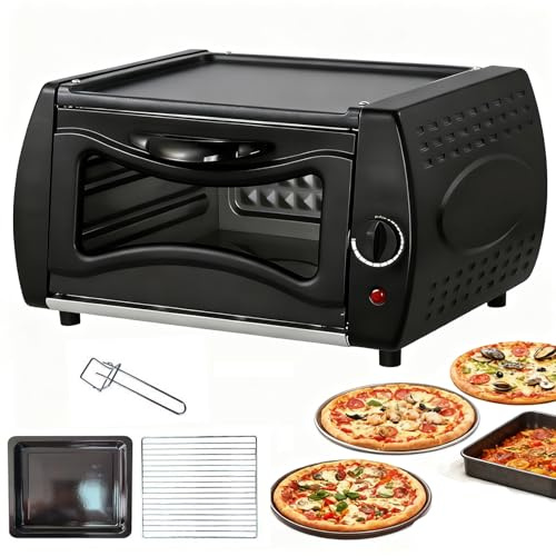 Forno Per Pizza Multifunzione Da 2100 W, Mini Macchina Per Il Pane Elettrico Da Banco Con Vassoio Da Forno/Griglia Da Forno/Maniglia Del Vassoio, Controllo Della Temperatura, Perfetto Per Fare Pane
