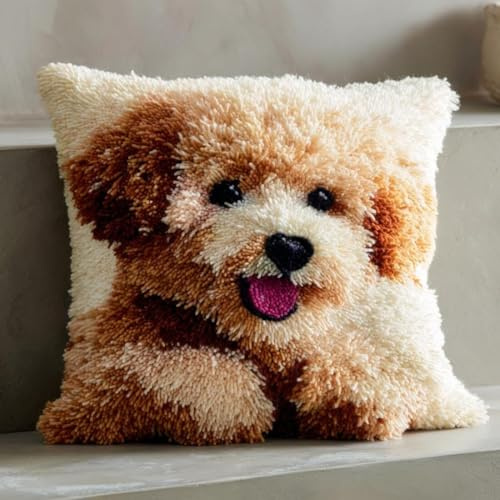 AMBATTERY DIY Knüpfstern Hunde Tierdiy-Knüpfkissen-Sets Für Anfänger，Erwachsene Und Kinder – Geschenkidee Zum Sticken Und Dekorieren Für Zuhause 17x17in
