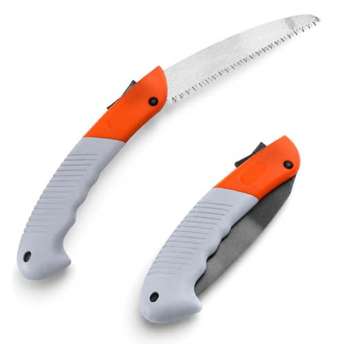 KOMBO Garden – Serrucho para ramas plegable, 40 cm – Mango de ABS TPR, dentado de acero, termorregulado, 250 g, TPI 7