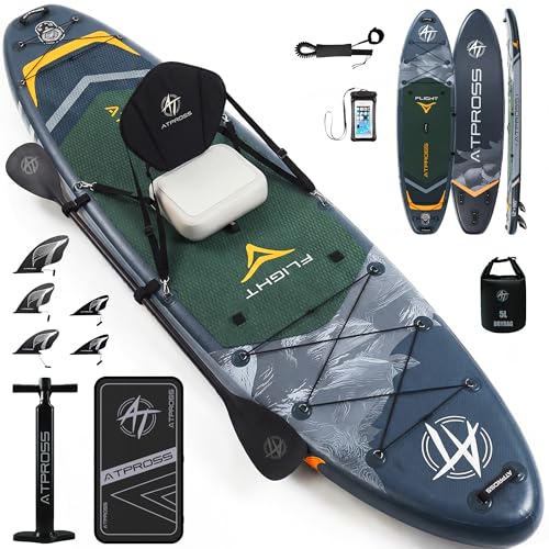 ATPROSS 366x92cm Extra Groß & Breit Stand Up Paddling Board, SUP Board 240kg für alle Gewässer, Ultra-stabiles Stand Up Paddle mit Sitz & Zubehör Set, SUP für Yoga, Angeln & Surfen