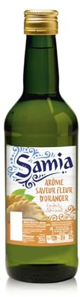 Parfumez facilement vos pâtisseries avec l'arôme saveur fleur d'oranger SAMIA, format pratique de 50 cL en bouteille en verre - Lot de 4