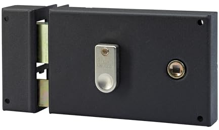 Vachette Serrure en applique horizontale à fouillot Gauche, Porte d'Entrée, Porte intérieure - 67486/SC G - Sûreté à gorge, Axe à 55 mm, Utilisation avec poignée carré de 6 mm, 2 Clés fournies, Marron