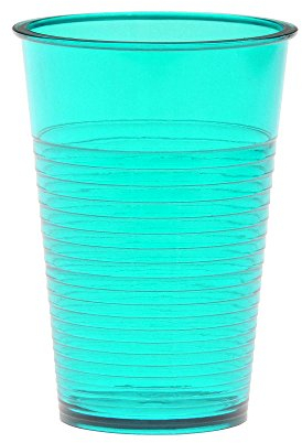HAB & GUT -KB003-4x Gobelets réutilisables en plastique avec rainures ressemblant à du verre, transparents 20cls BLEU-VERT