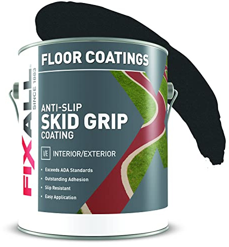 FIXALL Skid Grip Anti-Slip Coating, 1 Gallon, Jet, Exceeds ADA Standards, Ideal for Safety Areas, Slip-Resistant Pavement, Cement & Concrete Paint