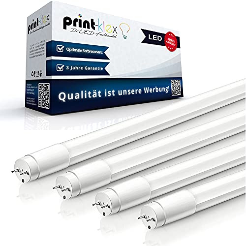 Print-Klex GmbH & Co.KG 2x LED Leuchtstoffröhre T8 120cm Neonröhre Röhrenlampe 18 W Leuchte Licht Rohr 6400K - Kaltweiß mit G13 Lichtleiste G13-Sockel Deckenlampe Weiß