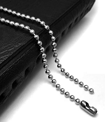 Perlin Catena a sfere in metallo, catena di perline, catena, catena per gioielli, catena in acciaio inox, 50 cm, in acciaio inox, 3 mm