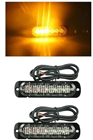 J/J Lot de 2 Feux de Pénétration a 6 LED Orange 12-24V Feu d'Avertissement Orange Stroboscopique Flash Clignotant Pour Camion Voiture Agricole