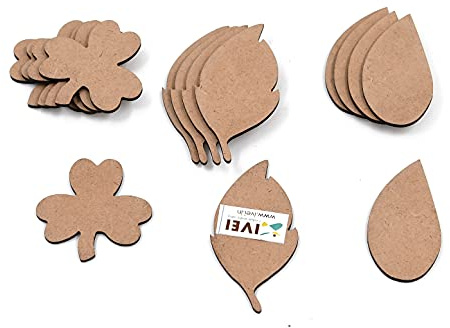IVEI Foglie in MDF, decorazioni per lavori fai da te, ritagli vuoti in MDF a forma di foglie per pittura, fogli di legno per arte in resina e arte fluida, mandala, pirografia, set da 15