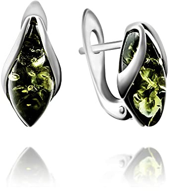 Örhängen bärnstensdroppar i 925, färg – grön, S, örhängen silver 925 bärnsten, sommar 2021 kollektion, Small, Amber Silver, Bärnsten