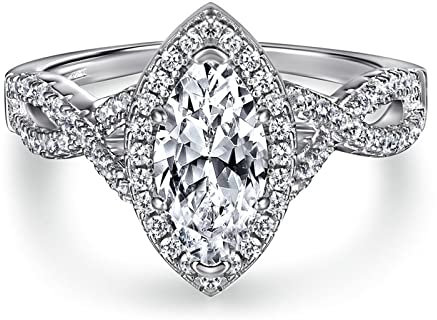 ANAZOZ Lot de Bagues Marquise en Argent Véritable Pavée d'Oxydes de Zirconium Mariage Femme Style A 1Pc Taille 51