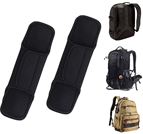 Eidoct 1 Paar rutschfester, gepolsterter Schultergurt für Laptoptasche, Sporttasche, Reisetasche, Rucksack, Auto-Sicherheitsgurte, Schutzpolster, Schwarz