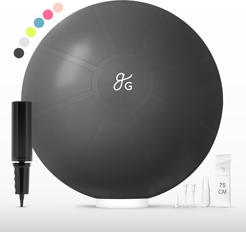 Greater Goods Anti-Burst Exercise Ball for Yoga, Pilates, Core Training, Home Gym, Office Chair & Pregnancy, Pump Included, Multiple Sizes and Colors