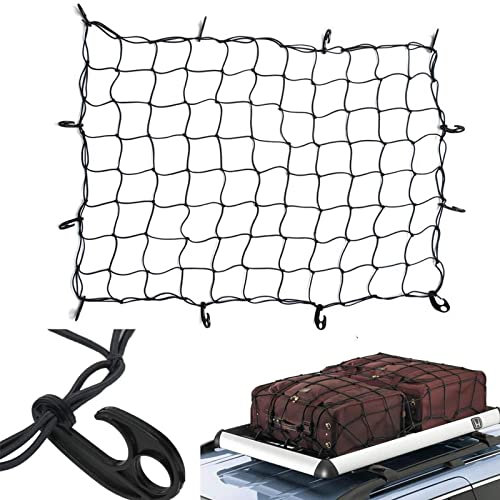 Anhängernetz 2,5x3m, Gepäcknetz, zur Ladungssicherung, Containernetz Sicherungsnetz Cargo Netz Heavy Duty(Size:1.2m*0.9m-47 * 36,Color:Schwarz)