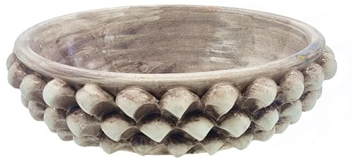 sicilia bedda - Vaso Centrotavola Pigna in Ceramica di Caltagirone - Prodotto Realizzato interamente a Mano - Altissima Qualità (Bianco Antico, 6_x_18_CM)